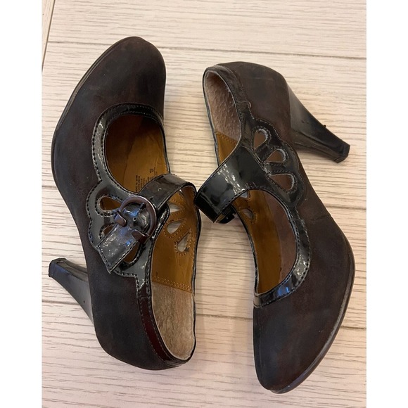 Comfort Mary Jane‎ dark brown leather upper 3" heels. Size 5.5. - Picture 1 of 9